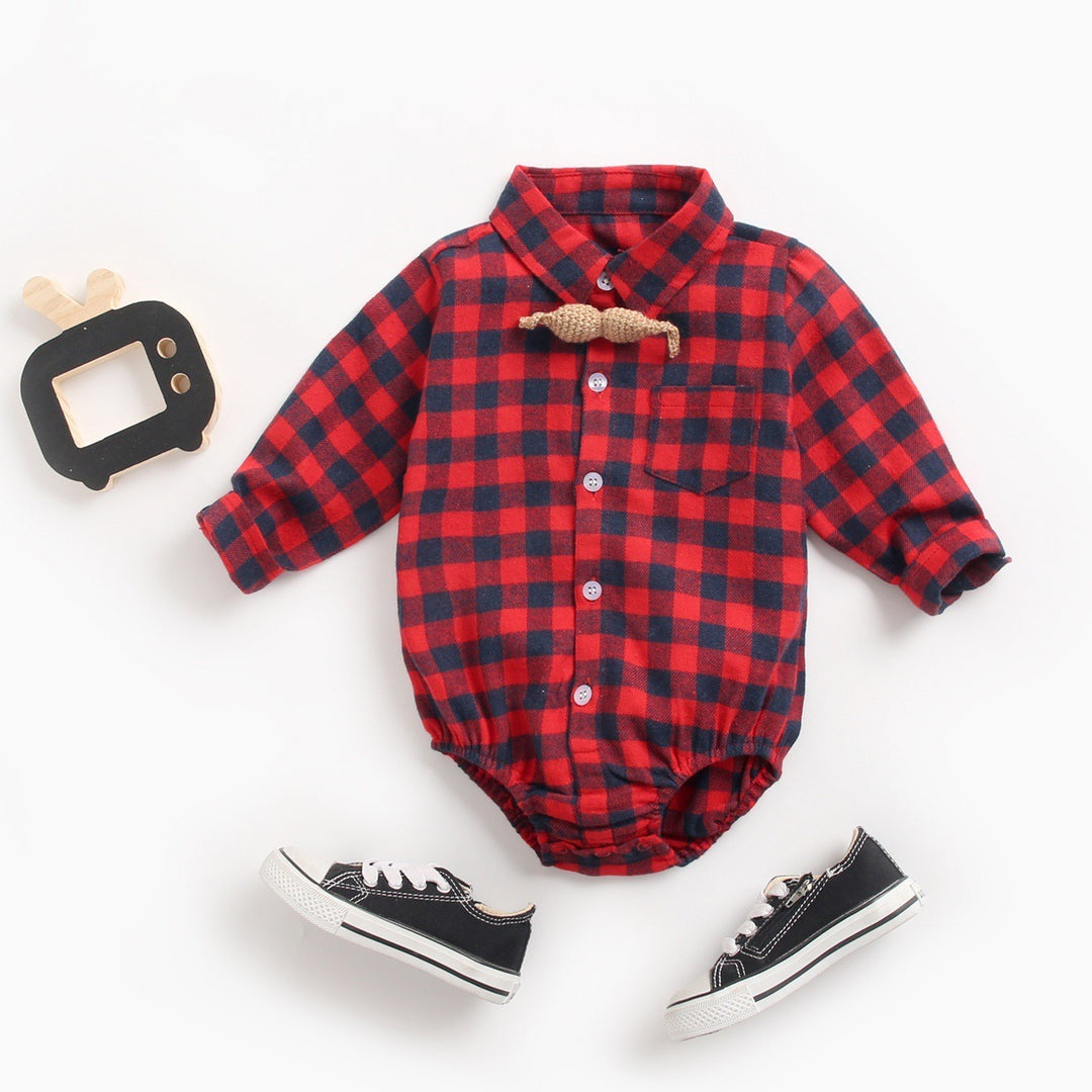 Winter Plaid Baby Boy Rompers